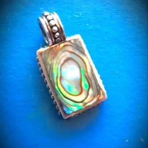 Solid Silver (925 stamped) Abolone Necklace Pendant.